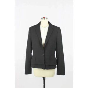 HOBBS LONDON Black 100% Wool Crepe Twill Peplum Blazer Jacket, Size 8